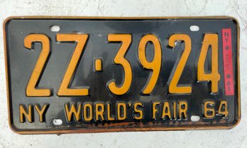 Original NY World's Fair 1964 Metal Licence Auto Tag