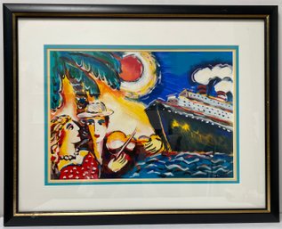 Serigraph - Tropical Paradise By Zamy Steynovitz - Cruise Ship - Framed Fine Art Silkscreen Print -