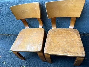 Pair Of Thonet Bent Ply Childrens Chairs