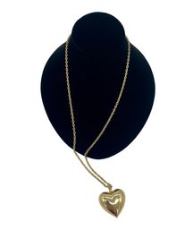 Gold Tone Large Heart Pendant Necklace