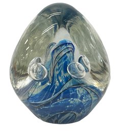 Signed Freeform Art Glass Crystal Paperweight