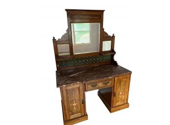 Lovely Ornate Victorian Dressing Table With Marble Top