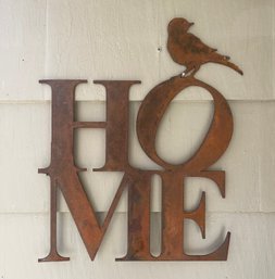 Laser Etched Metal Home Sign With Bird