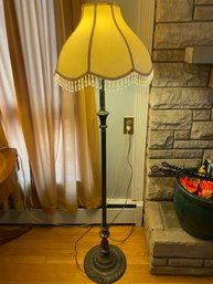 Metal Floor Lamp With Tulip Shade And Dangling Beads