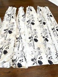A Set Of Custom Floral Linen Draperies