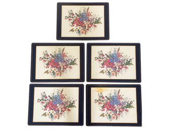 A Set Of 5 Cork Back Placemats, Pimpernel Birds And Flowers