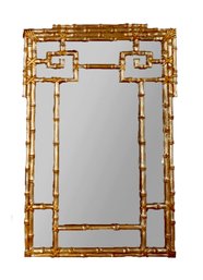 Impressive 5 Ft Chinoiserie Gilt Faux Bamboo  Wall Mirror
