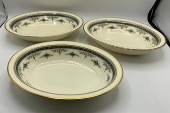 3 Beautiful Minton Vegetable Bowls ~ Grasmere Blue ~