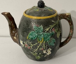 Antique Majolica Tea Pot, Charming.