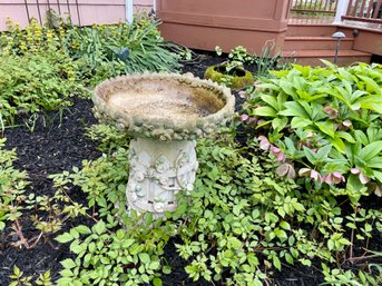 Two-Piece Floral Decorated Resin Bird Bath