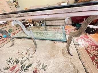 Stunning, Amazingly Beautiful Beveled Glass Coffee Table With Metal Frame