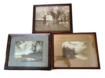 Trio Of Antique Monochromatic Photographic Prints