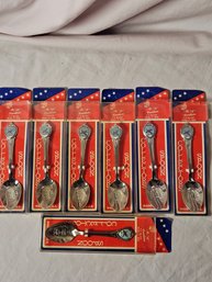 Seven Collectible South Dakota Spoons, Made In Meriden CT