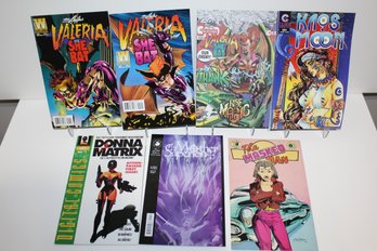 Seven Comics On Powerful Women 1986-1997 - Valeria The She-bat - Kaos Moon - Donna Matrix & More #1s