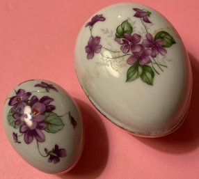 Limoges Violet Flower Keepsake Boxes