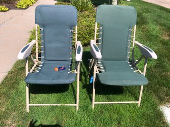 Pair Of 4 Position Padded Folding Chairs