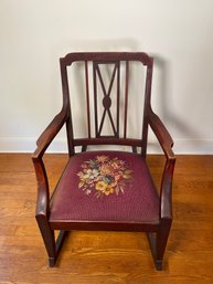 Antique Rocker With Emroidered Seat
