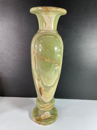 Magnificent Large Vase Is Composed Of Layers Of Cream And Earthy Green Onyx Banding.