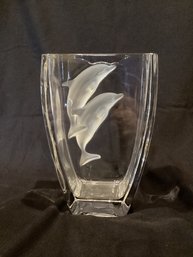 Beautiful Lenox Glass Dolphin Vase