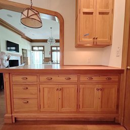 A Custom Lower Oak Cabinet With 2.5' Thick Teak Counter - 1 Of 2