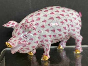Beautiful HEREND Raspberry Pig - Always Kept In Curio Since Purchase- Mint!