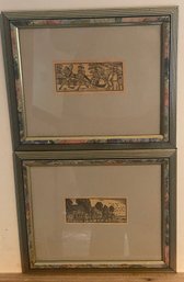 Two Framed Woodblocks By Lebedeff