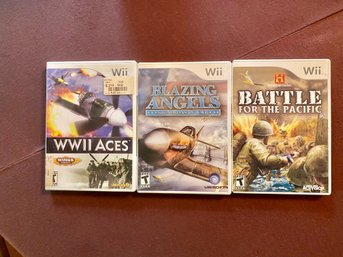 3 Wii Games - WW2 Aces, Blazng Angels & Battle For The Pacific