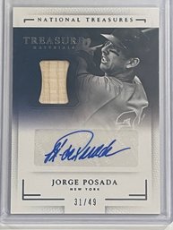 2016  National Treasures Jorge Posada Treasure Materials Autographed Game Used Bat Patch Card  #rd. 31/49