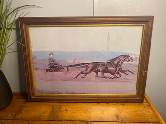 James-j-mcauliffe Equestrian Piece- 1848-1921- Wood Backing