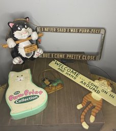 Cat Lovers Lot -birdhouse, Plate Frame And More