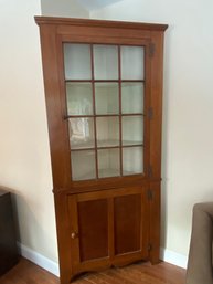 Antique Wooden Corner Wall Cabinet 37x91in 6 Shelf Display Unit
