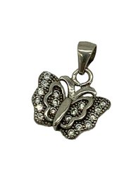 Sterling Silver Butterfly Pendant With Clear Stones