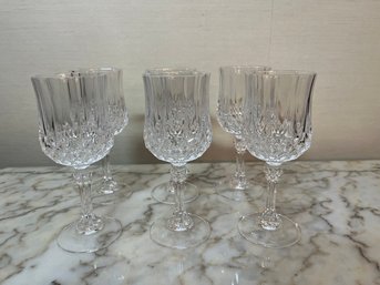 6 Small Vintage Crystal Wine Glasses