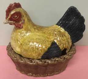 Rooster, Hen Ceramic Gravy, Serving Bowl, Sm. Tureen