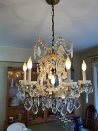 Vintage Crystal Chandelier With Seven Lights