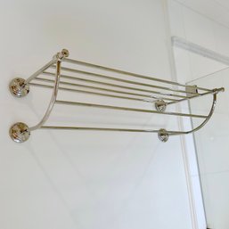 An Elegant Polished Nickel Train Rack Style Towel Shelf - Bath 2A