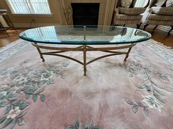 Brass And Glass Oval Coffee Table