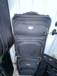 3 Pieces Of Black Nylon Luggage