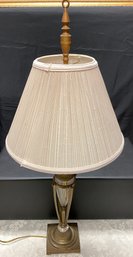 A Vintage Glass And Brass Table Lamp - 34' High