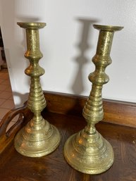 Vintage Moroccan Solid Brass Candle Holders