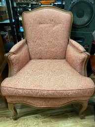 French Provincial Red Upholstered Down Filled Cushion Arm Chair 29x23x38