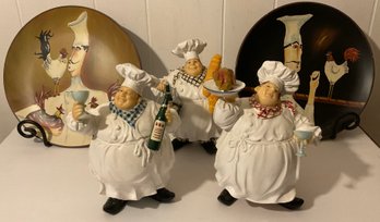 Jennifer Garant Fat Chef Plates & Trio Of Fat Chef Figurines