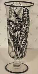 Sterling Silver Overlay Scroll Design Crystal Vase