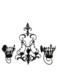 Set Of Black Wall Hanging Candle Holders