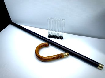 Brandy Cigar Smugglers Tourist Handle Walking Cane With Black Shaft And Brass Tip , With Wood Handle