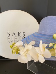 Signed Eric Javits Large Brim Hat In Sky Blue