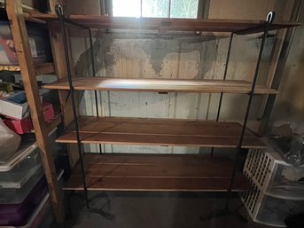 Pottery Barn And Wrought Iron And Oak Shelving Unit
