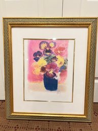 Watercolor, Signed And Numbered -flowers In A Vase