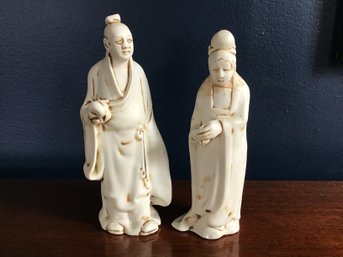 Chinese Man And Woman Ceramic Figurines