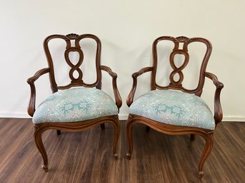 Pair Of Beautifully Upholstered Dining Arm Chairs